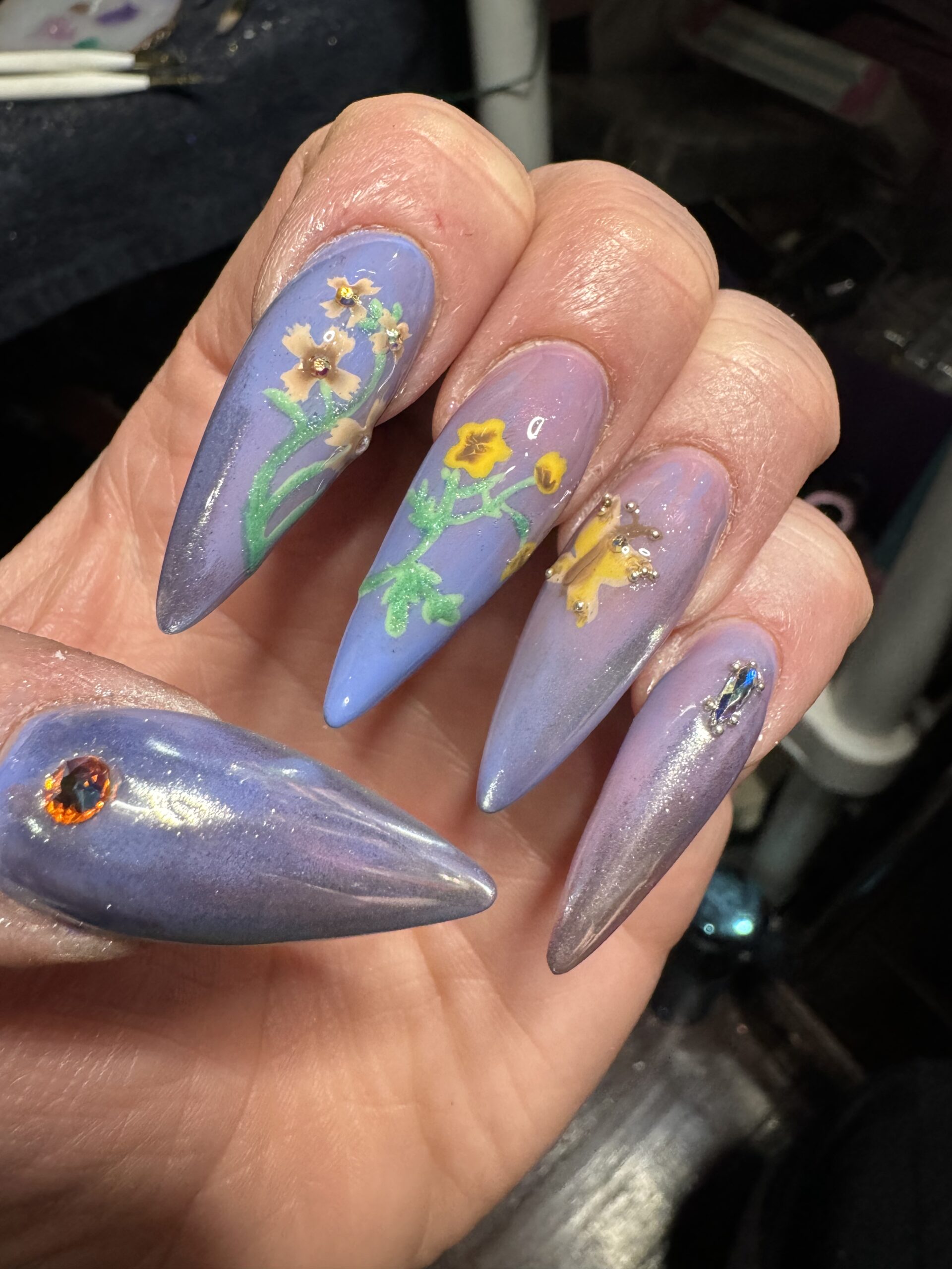 purple blue floral
